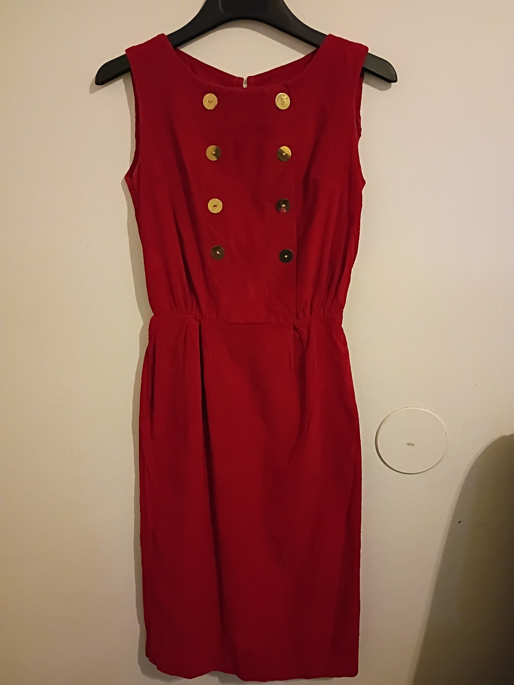 VTG Women’s Red Midi Corduroy Sheath Dress 50's 60's Sz XS See Description